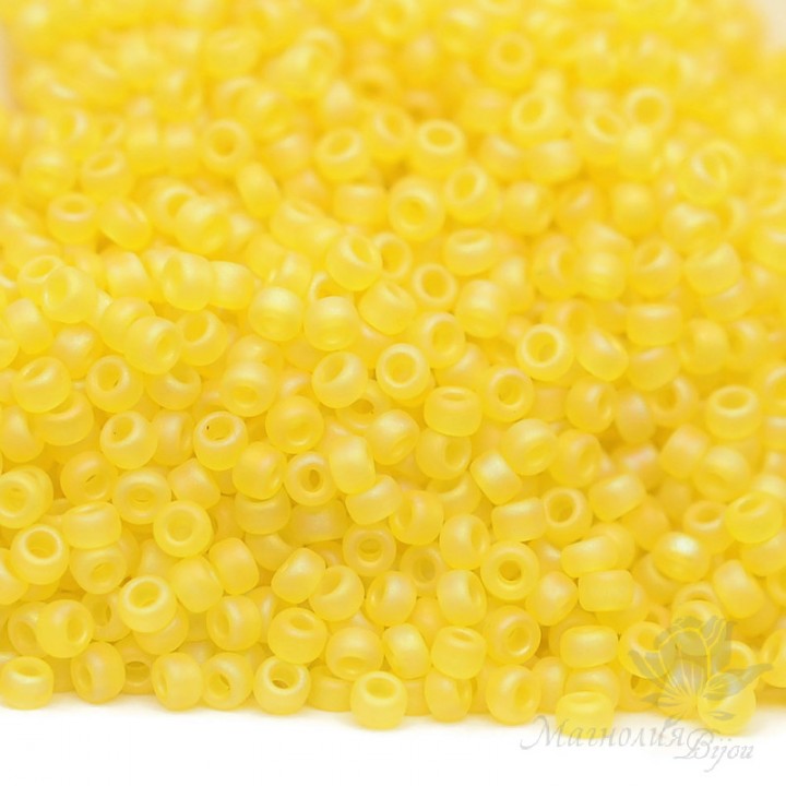 Round seed beads 0136FR 11/0 Matte Transparent Yellow AB, 5 grams