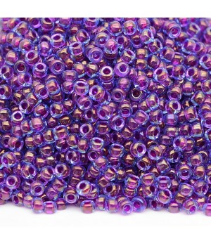Round seed beads 0352 11/0 Purple Lined Aqua, 5 grams