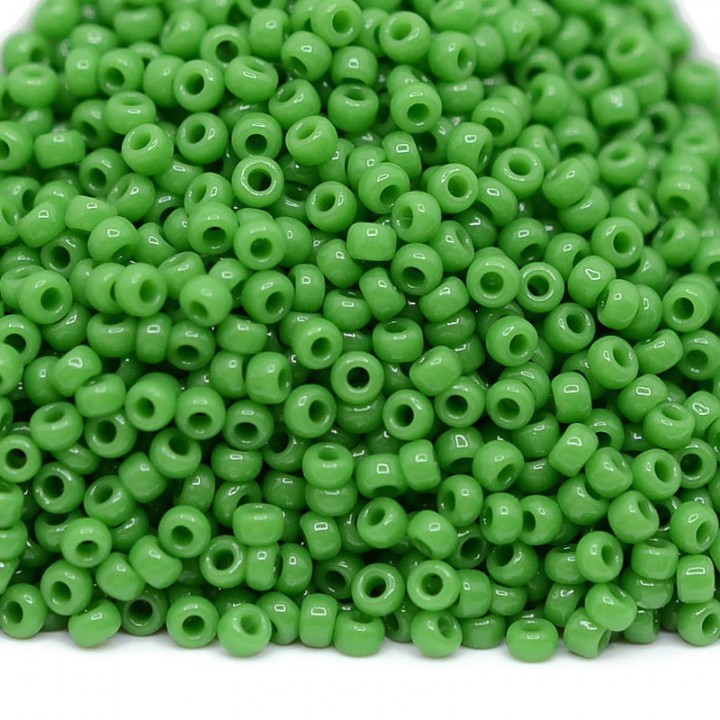 Beads round 0411 11/0 Opaque Pea Green, 5 grams
