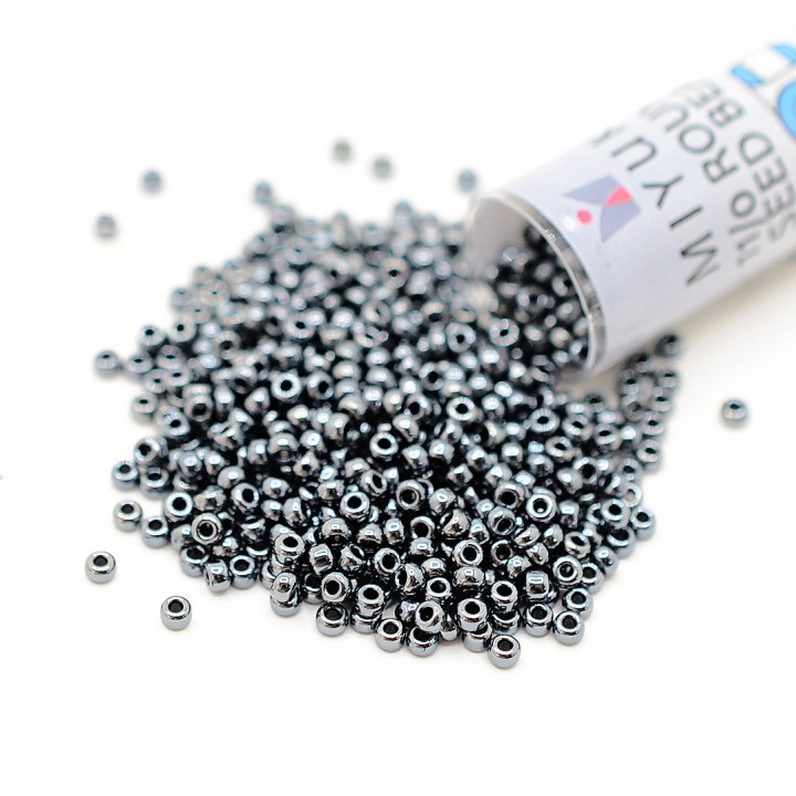 Round beads 0451 11/0 Gunmetal, tube 8.5 grams