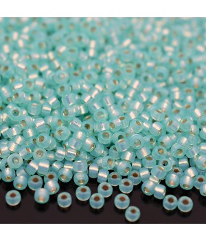 Round seed beads 0571 11/0 Mint Green S/L Alabaster, 5 grams