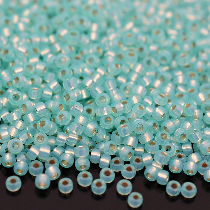 Round seed beads 0571 11/0 Mint Green S/L Alabaster, 5 grams