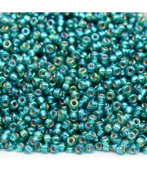 Beads round 1017 11/0 Silver Lined AB Emerald, 5 grams