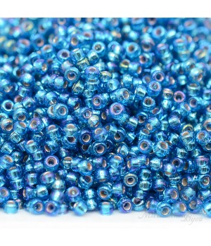 Beads round 1025 11/0 S/L Capri Blue AB, 5 grams