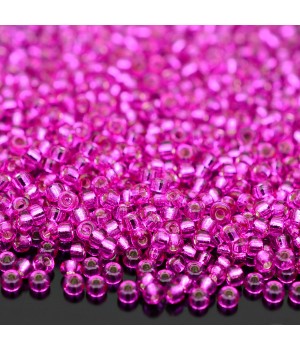 Бисер круглый 1340 11/0 Silver Lined Fuchsia, 5 грамм