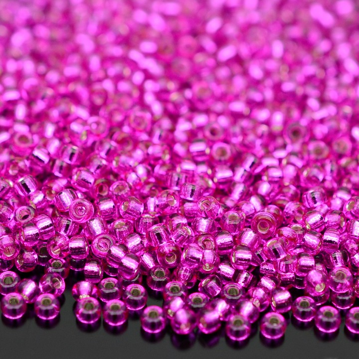 Бисер круглый 1340 11/0 Silver Lined Fuchsia, 5 грамм