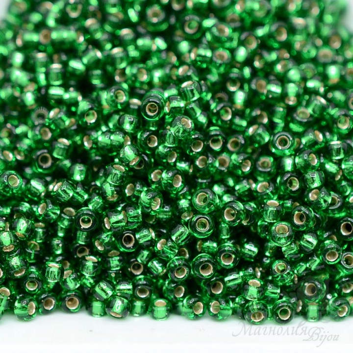 Beads round 0016 11/0 S/L Green, 5 grams