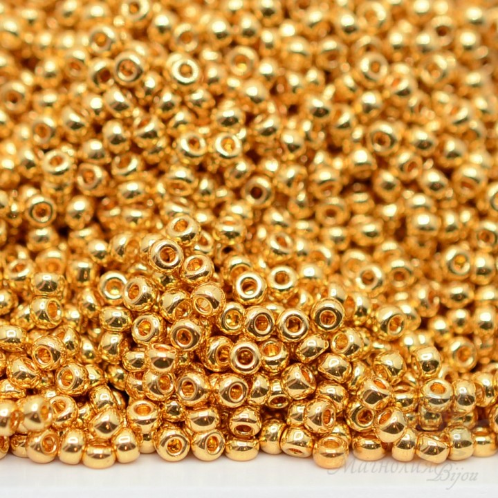 Бисер круглый 0191 11/0 24K Gold Plated, 5 грамм