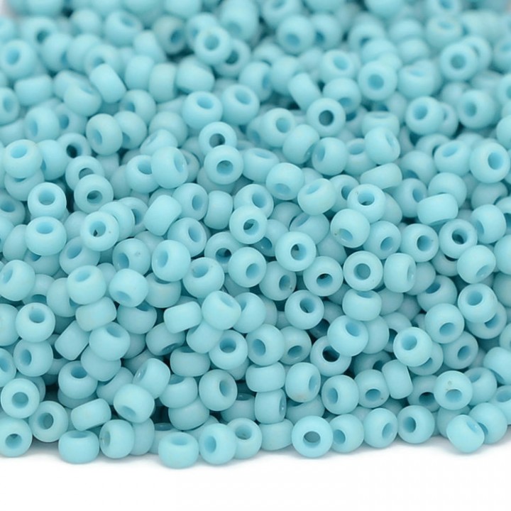 Round beads 2029 11/0 Fancy Frosted Pale Seafoam Blue, 5 grams