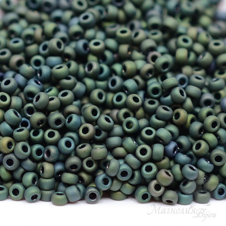 Round beads 2066 11/0 Matte Metallic Dark Green Iris, 5 grams