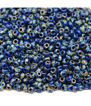 Rocalla Miyuki 4518 11/0 Picasso Opaque Cobalt, 5 gramos