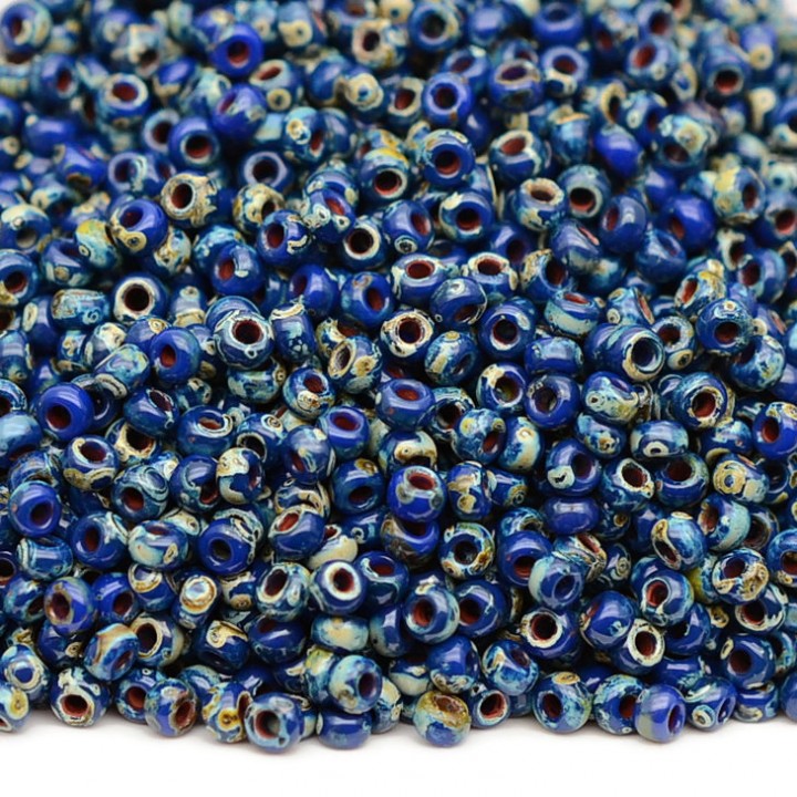 Rocalla Miyuki 4518 11/0 Picasso Opaque Cobalt, 5 gramos