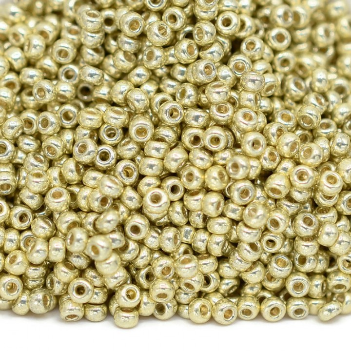 Beads round 5102 11/0 Duracoat Galvanized Yellow Gold, 5 grams