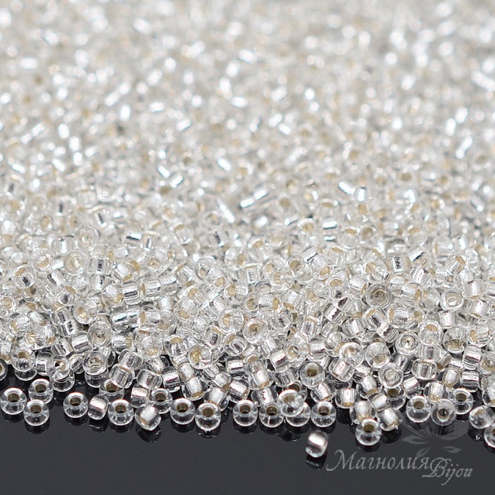 Beads round 0001 15/0 S/l Crystal, 5 grams
