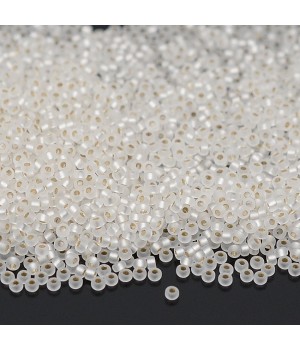 Round Miyuki beads 0001F 15/0 Matte S/l Crystal, 5 grams