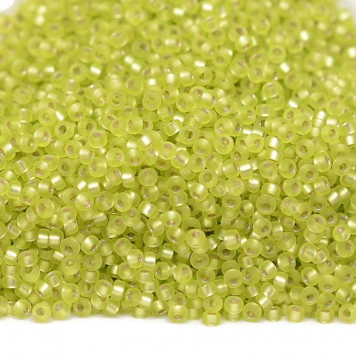 Beads round 0014F 15/0 Matte S/l Chartreuse, 5 grams