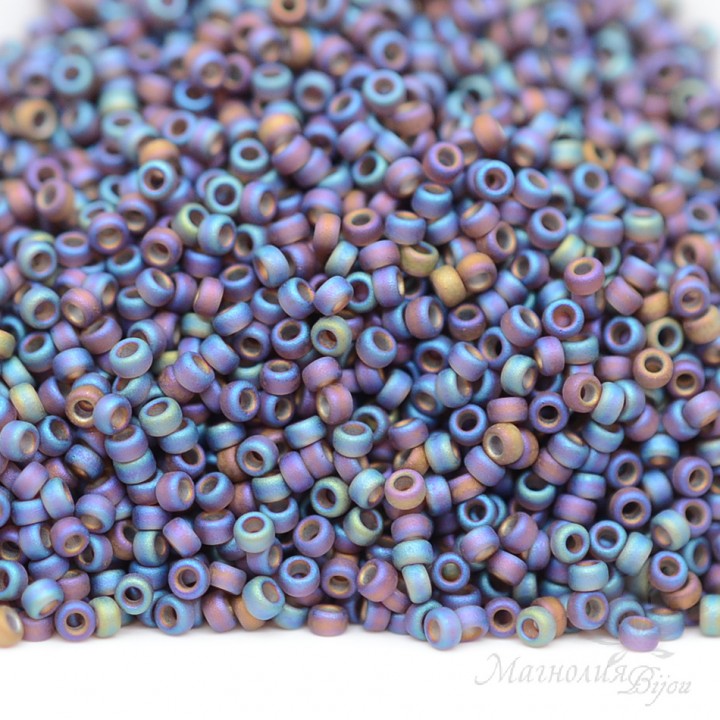 Round seed beads 0135FR 15/0 Matte Transparent Brown AB, 5 grams