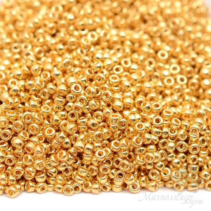 Бисер круглый 0191 15/0 24K Gold Plated, 5 грамм