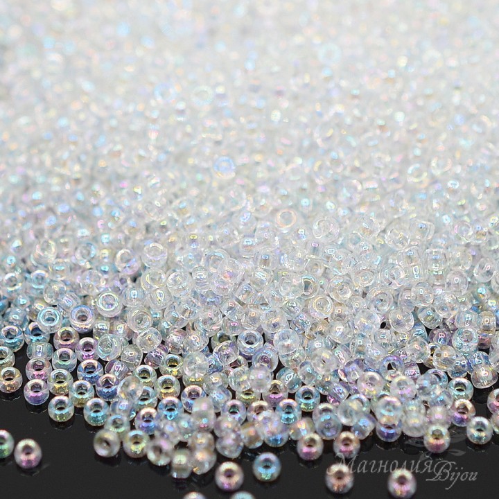 Round beads 0250 15/0 Crystal AB, 5 grams