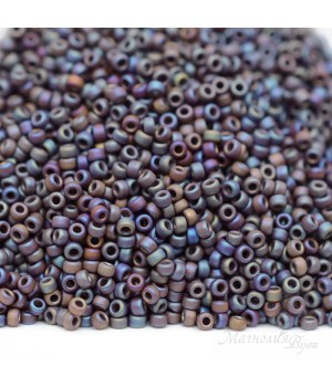 Round seed beads 0409FR 15/0 Matte Opaque Brown AB, 5 grams