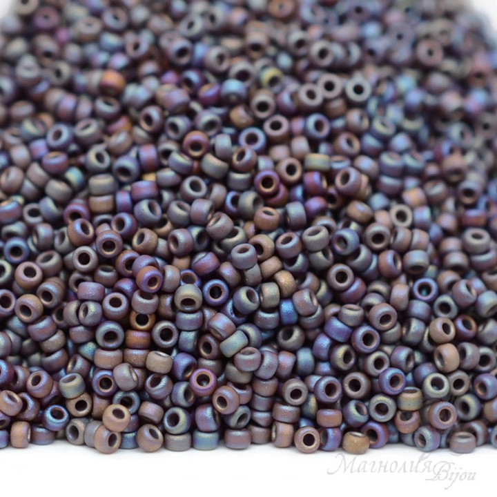 Round seed beads 0409FR 15/0 Matte Opaque Brown AB, 5 grams