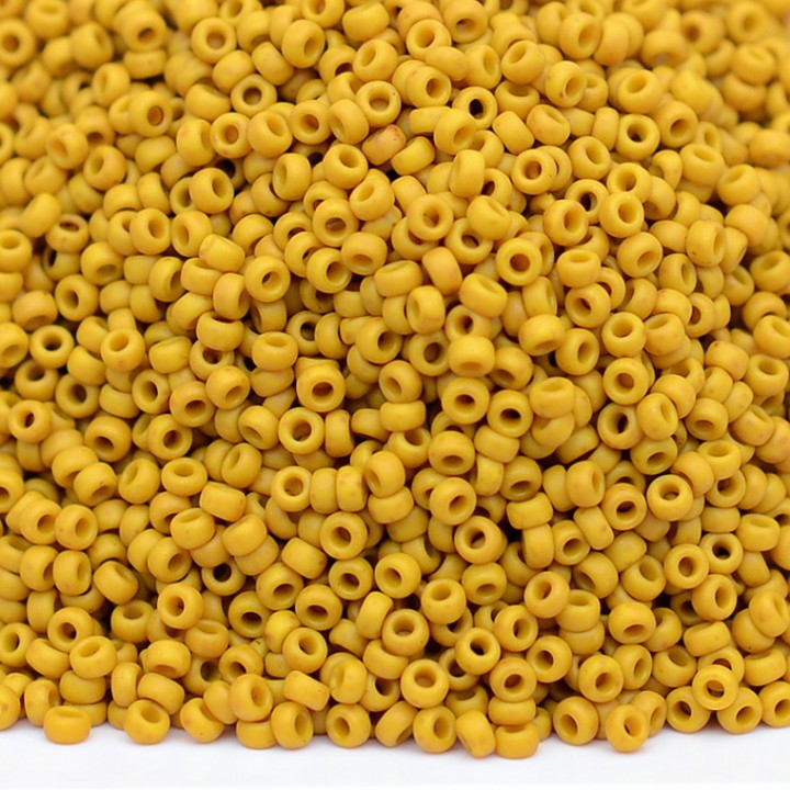 Round seed beads 1233 15/0 Matte Opaque Mustard, 5 grams