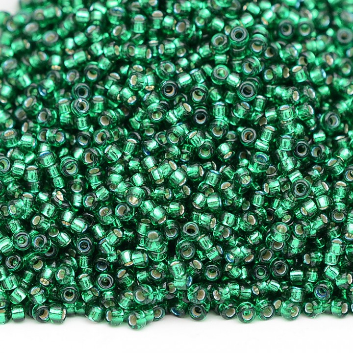Round beads 1422 15/0 S/l Emerald, 5 grams
