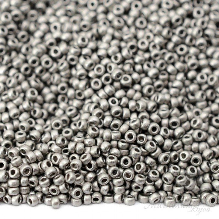 Round beads 0190F 15/0 Nickel Plated Matte, 5 grams