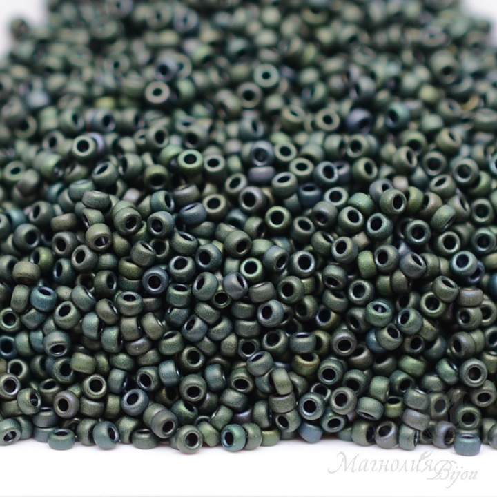 Beads round 2066 15/0 Matte Metallic Dark Green Iris, 5 grams