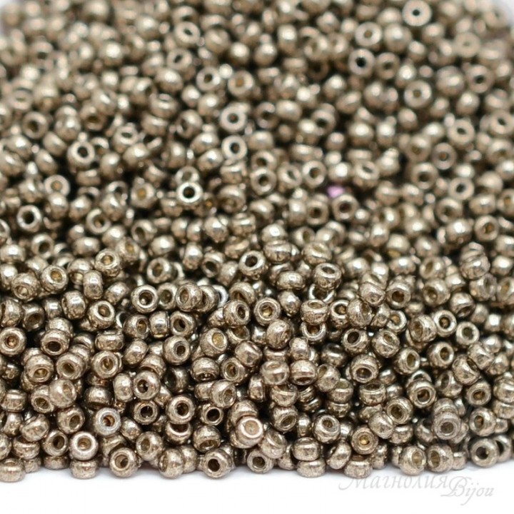 Beads round 4222 15/0 Duracoat Galvanized Pewter, 5 grams
