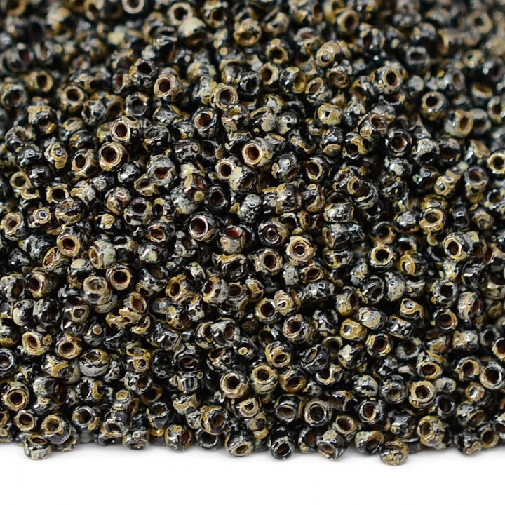 Round beads 4511 15/0 Picasso Smoky Black, 5 grams