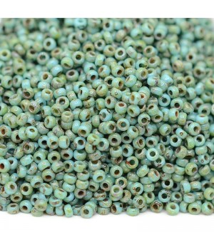 Round beads 4514 15/0 Picasso Seafoam Green, 5 grams