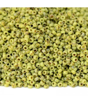 Round beads 4515 15/0 Picasso Chartreuse, 5 grams