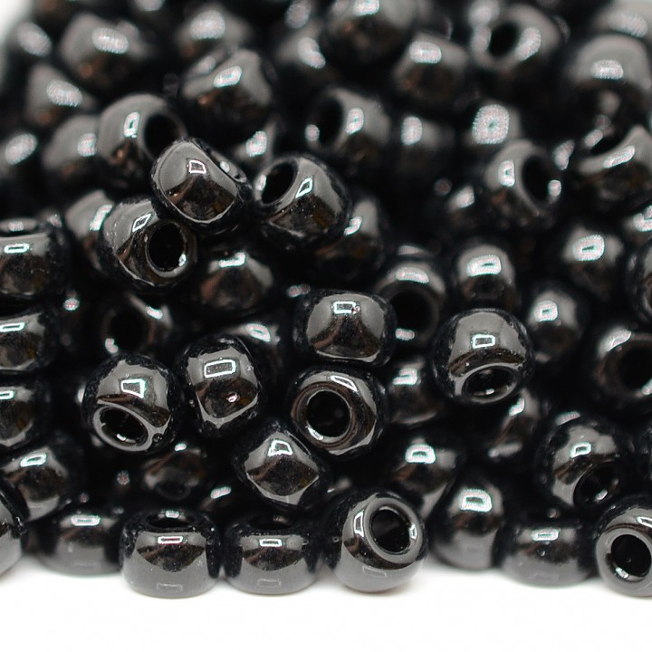 Beads round 0401 6/0 Opaque Black, 10 grams