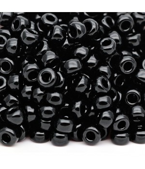 Round seed beads 0401 6/0 Opaque Black, 10 grams