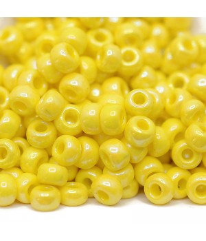 Бисер круглый 0404R(0472) 6/0 Opaque Yellow AB, 10 грамм