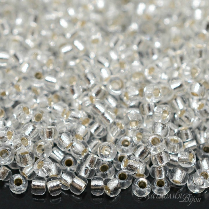 Beads round 0001 8/0 S/L Crystal, 5 grams