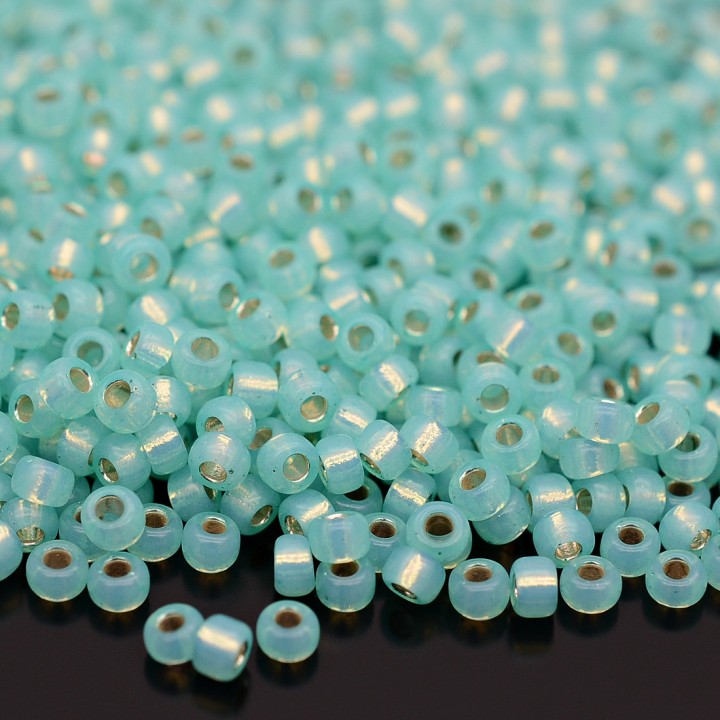 Round beads Miyuki 0571 8/0 Mint Green Alabaster S/L, 5 grams