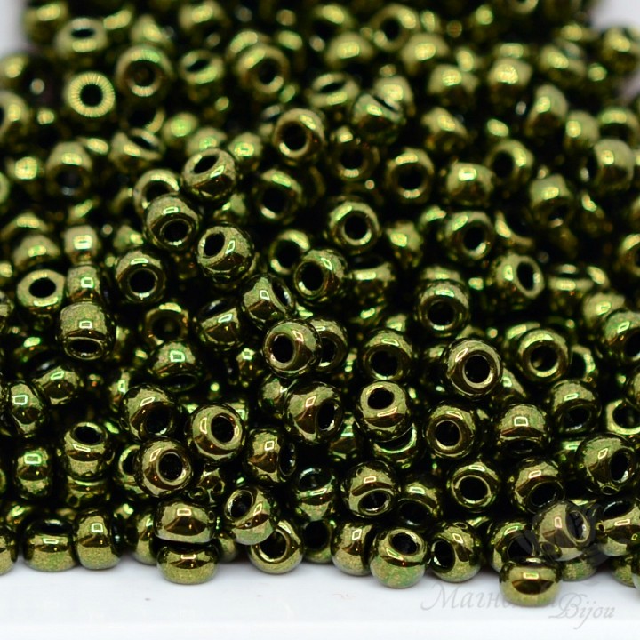 Round beads 0459 8/0 Metallic Olive, 5 grams