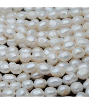 Natural Cultured Freshwater Pearl ~9-10mm baroque freeform white color, 1 strand