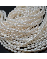 Perla cultivada A+ grano de arroz ~4-5mm color blanco, 1 tira