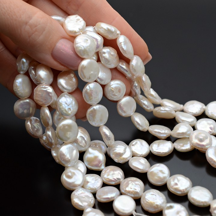 Natural Keshi Freshwater Pearl Beads Flat Round white color, 5 pieces