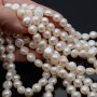 Baroque Flat Round pearls(Button) 9mm hite color, 1 strand 36cm
