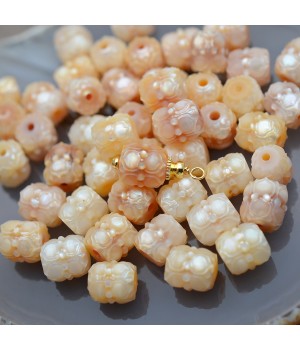 Natural Carved Pearl Lotus Bead ~ 8mm, 1 piece