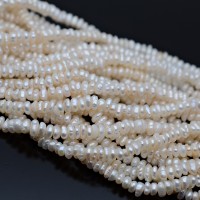 Natural Cultured Freshwater Pearl 4-5mm Button white color, 1 strand