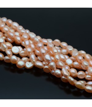 Natural Cultured Freshwater Baroque Pearl ~5-7mm A+ freeform Rose Gold color, 1 strand
