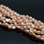 Natural Cultured Freshwater Baroque Pearl ~5-7mm A+ freeform Rose Gold color, 1 strand