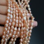 Natural Cultured Freshwater Baroque Pearl ~5-7mm A+ freeform Rose Gold color, 1 strand