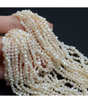 Natural Cultured Freshwater Pearl ~2-3mm A+ baroque freeform white color, 1 strand