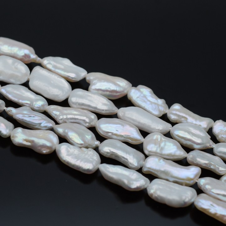 Жемчуг Бива белый А ~8:16мм, пол нити(19см)